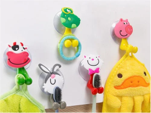 Cute Cepillo de Dientes Soporte de pared con ventosa ventosa Animal de dibujos animados de almacenamiento de cuarto de baño