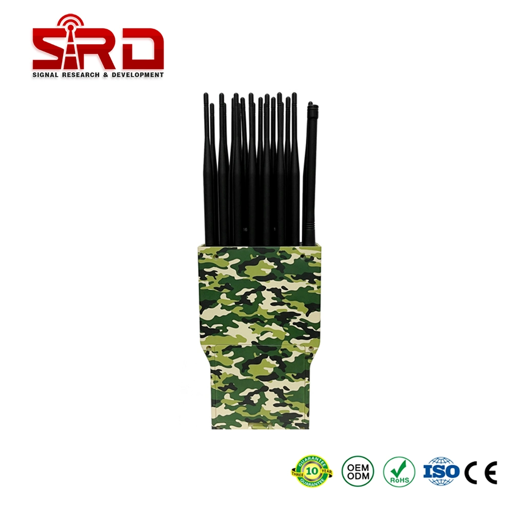 Handheld 4G 5g GPS Tracking VHF UHF 21 Channels Mobile Phone Blocker Indoor Use Signal Jammer