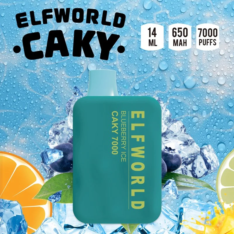 Newest Popular Elfworld Caky 7000 Puffs Vape  14ml E-Liquid Pen Hookah Rechargeable vape