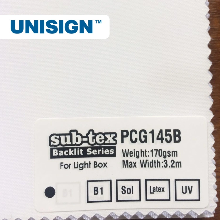 Unisign Supplier Sublimation Transfer Printing 150 GSM Woven Light Backlit Tejido con estiramiento leve para caja de luz