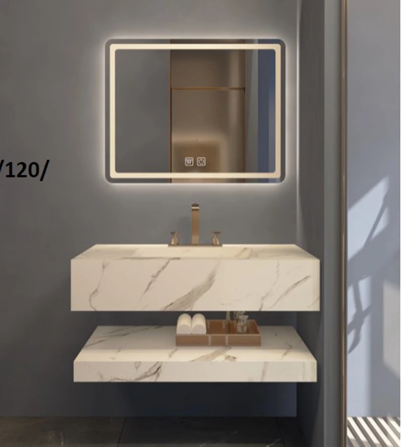 Moderno minimalista sin pintura Muebles de baño de madera maciza Armario de baño