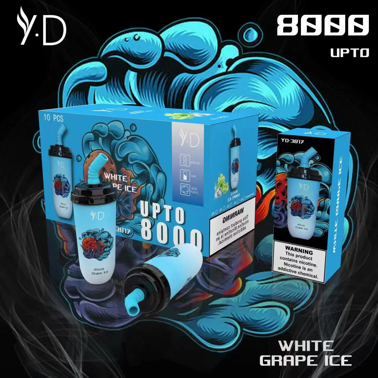 2023 YD OEM/ODM Shenzhen vape Fabricación Venta en caliente 8000puffs 16ml Mayorista/Proveedors VAPE desechable cargador Hookah