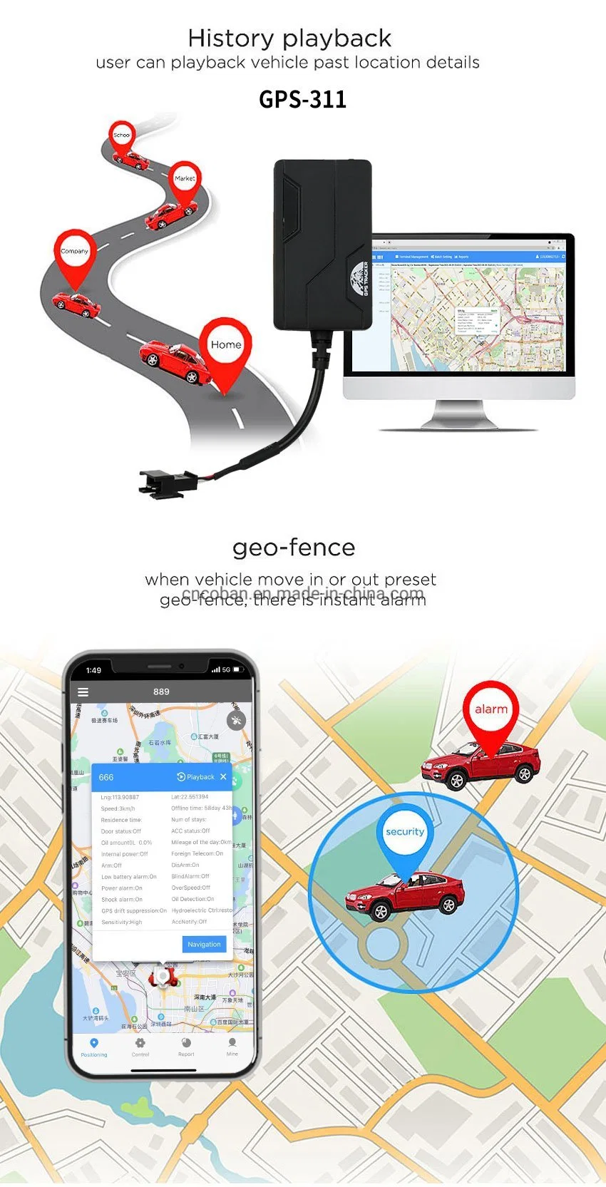 Localizador de Moto Tk311c Vodafone Carro de navegação GPS GPS Tracker 311c