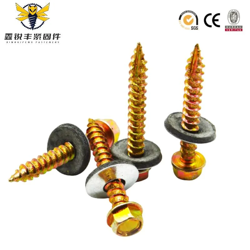 China High-Quality Metal Self-Tapping Thread Screw Manufacturer Custom M1/M6 Drilling Hex Head Self-Tapping Self-Drilling Roofing Screw with Washer