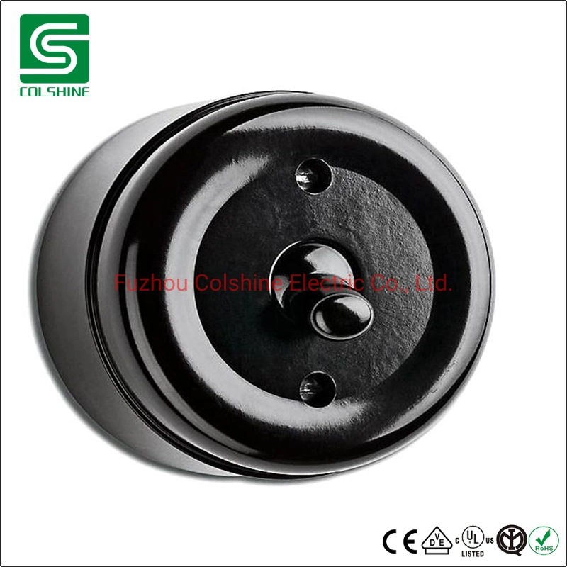 Retro Ceramic Rotary Switch Porcelain Wall Switch Black