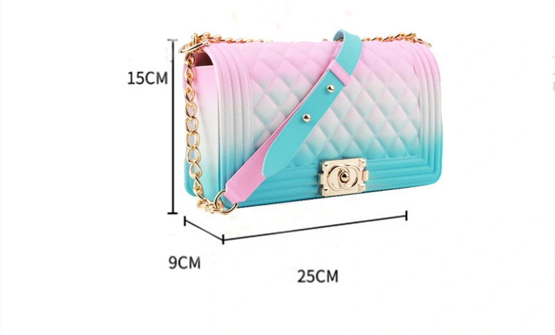 Women Rainbow Candy Jelly Crossbody Bag Colorful PVC Handbags Matte Jelly Bag