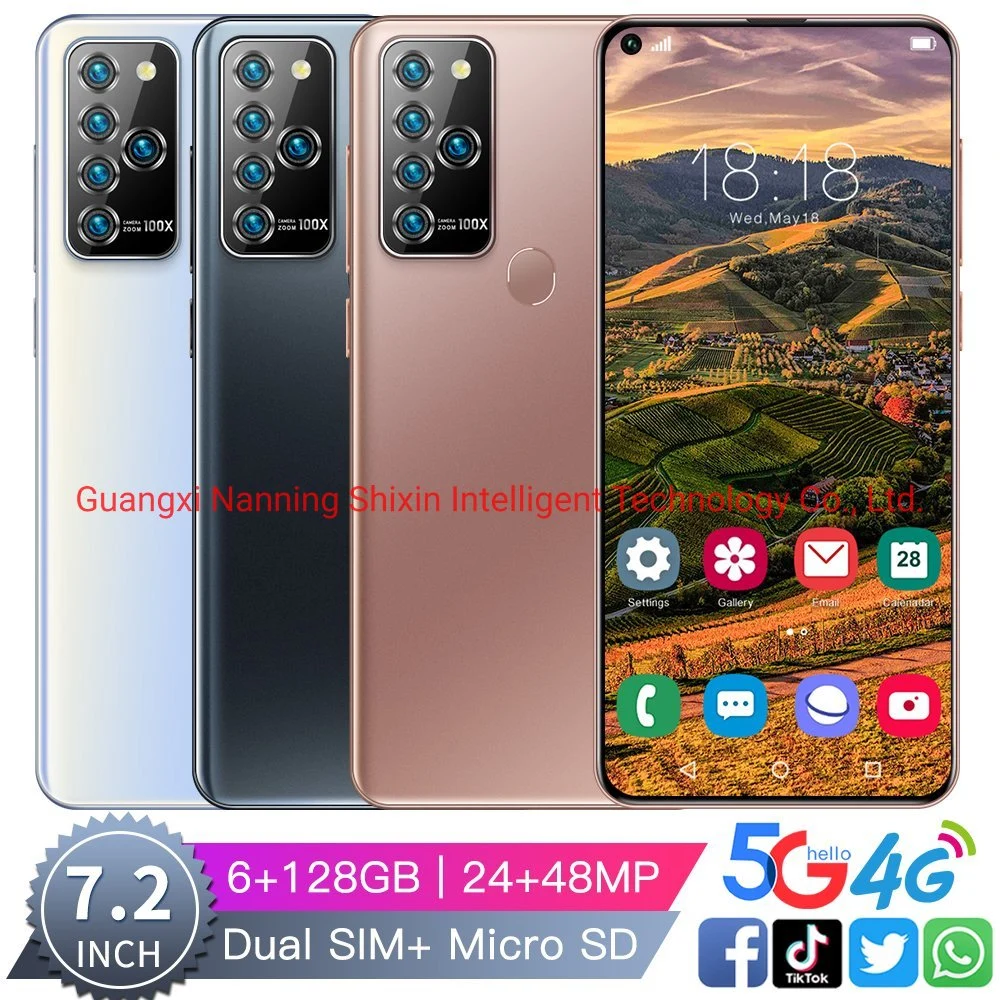 Nota 25u 6g/128GB+ de la pantalla Amoled de smartphone Android teléfono 10.0 con cara de desbloquear, teléfonos móviles