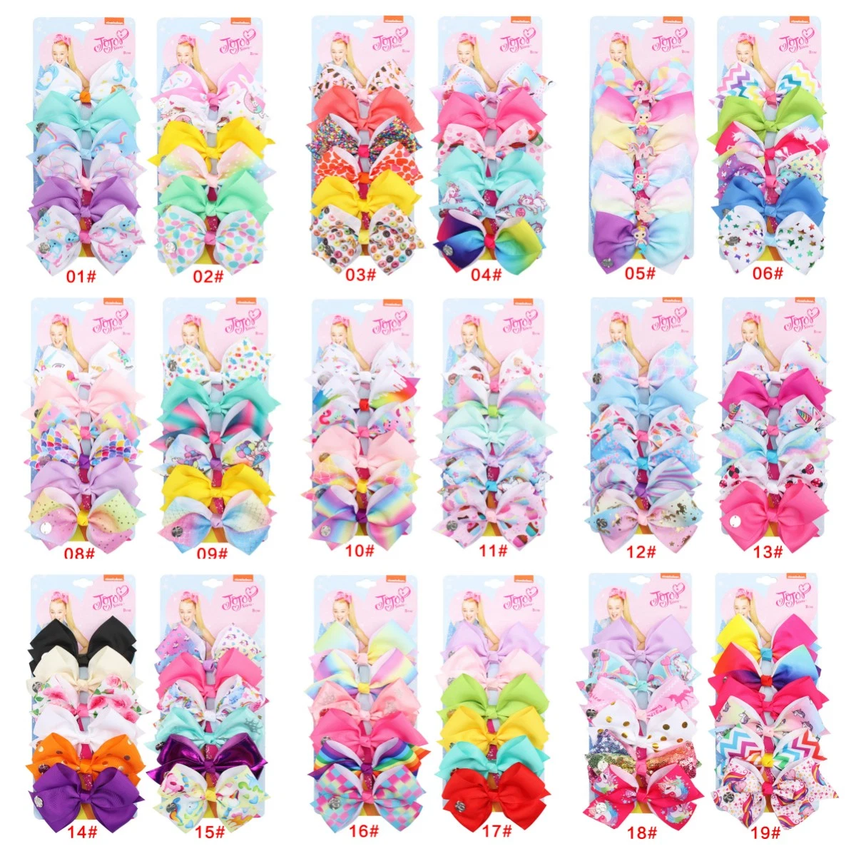 Wholesale 5 Inches Various Colors Jojo Bow Hair Clip Children&prime; S Hairpin Set