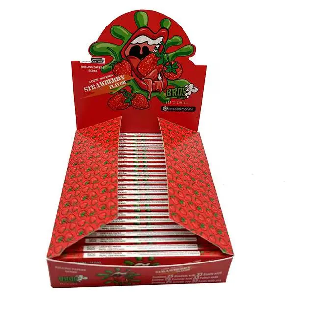 Bros 33 Leaves Strawberry Flavor New Style Rolling Paper for Smoking King Size Slime Rolling Paper