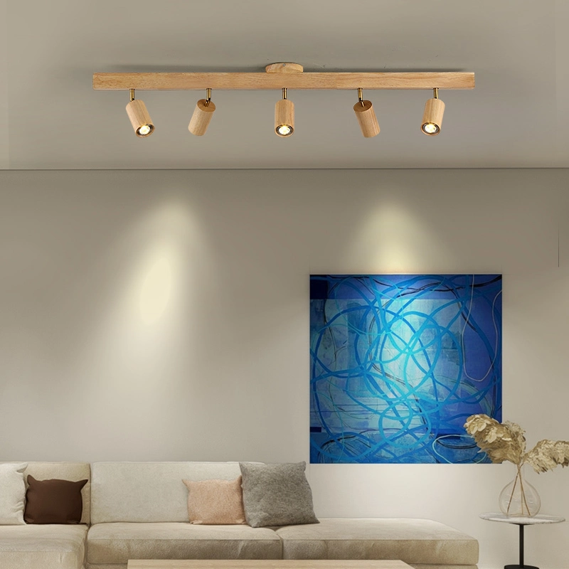 Wood LED Ceiling Lamp with Spot Lights for Living Room Bedroom Corridor Home Track Lighting (WH-WA-46)